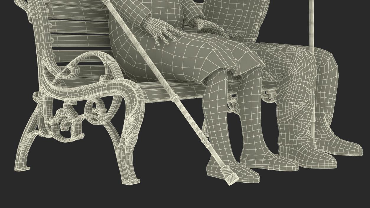 3D Elderly People Sitting on a Bench model