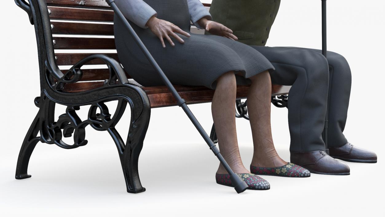 3D Elderly People Sitting on a Bench model