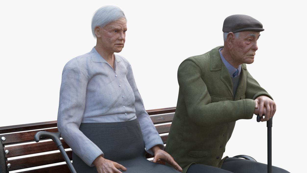 3D Elderly People Sitting on a Bench model