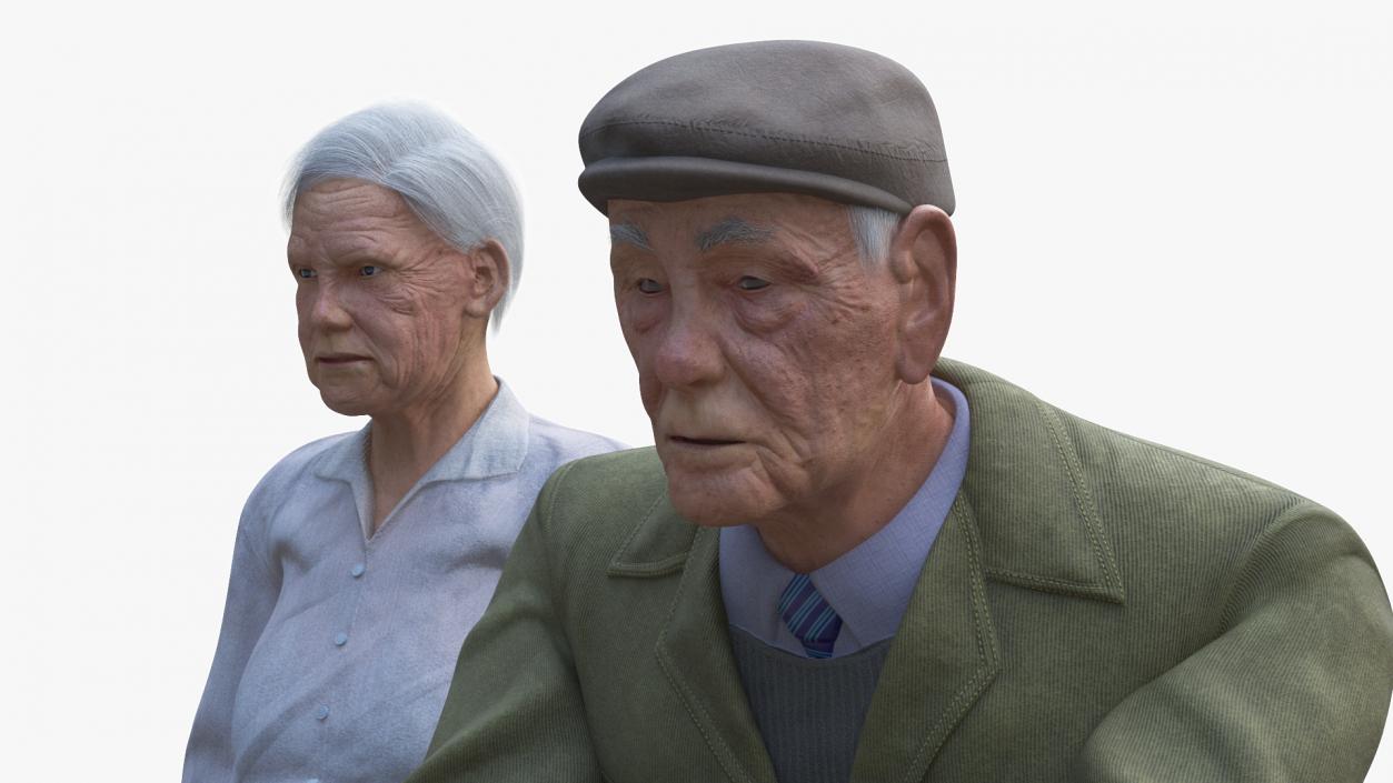 3D Elderly People Sitting on a Bench model