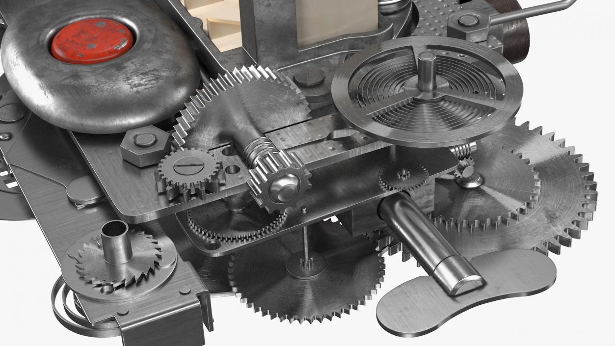 Clockwork Gear with Counter Mechanism Silver 3D model