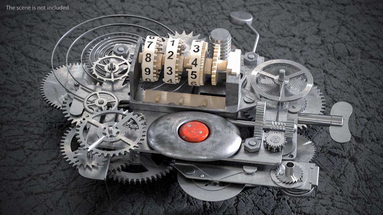 Clockwork Gear with Counter Mechanism Silver 3D model