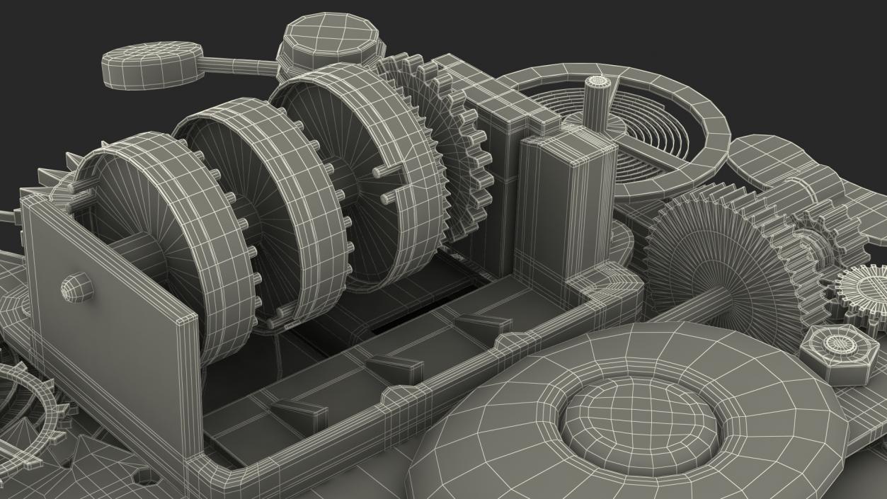 Clockwork Gear with Counter Mechanism Silver 3D model