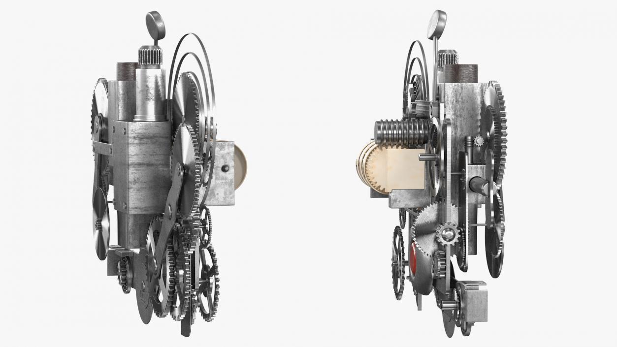 Clockwork Gear with Counter Mechanism Silver 3D model