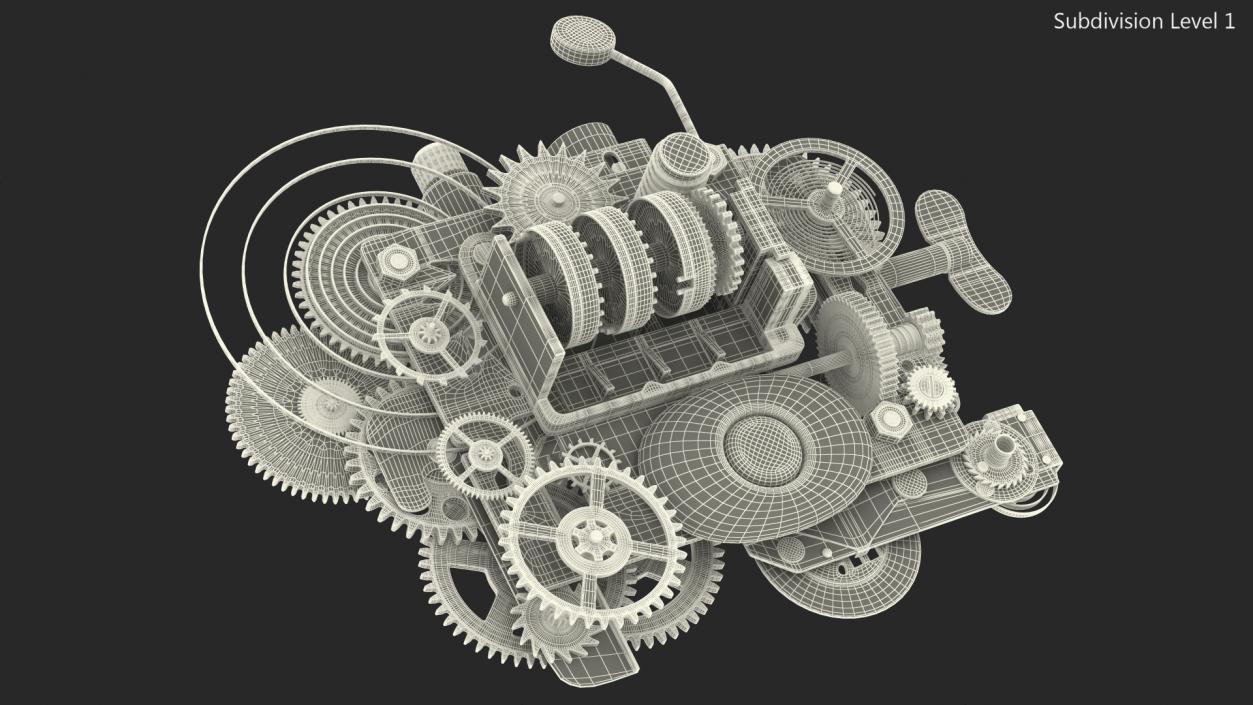 Clockwork Gear with Counter Mechanism Silver 3D model