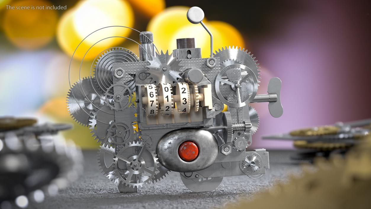 Clockwork Gear with Counter Mechanism Silver 3D model