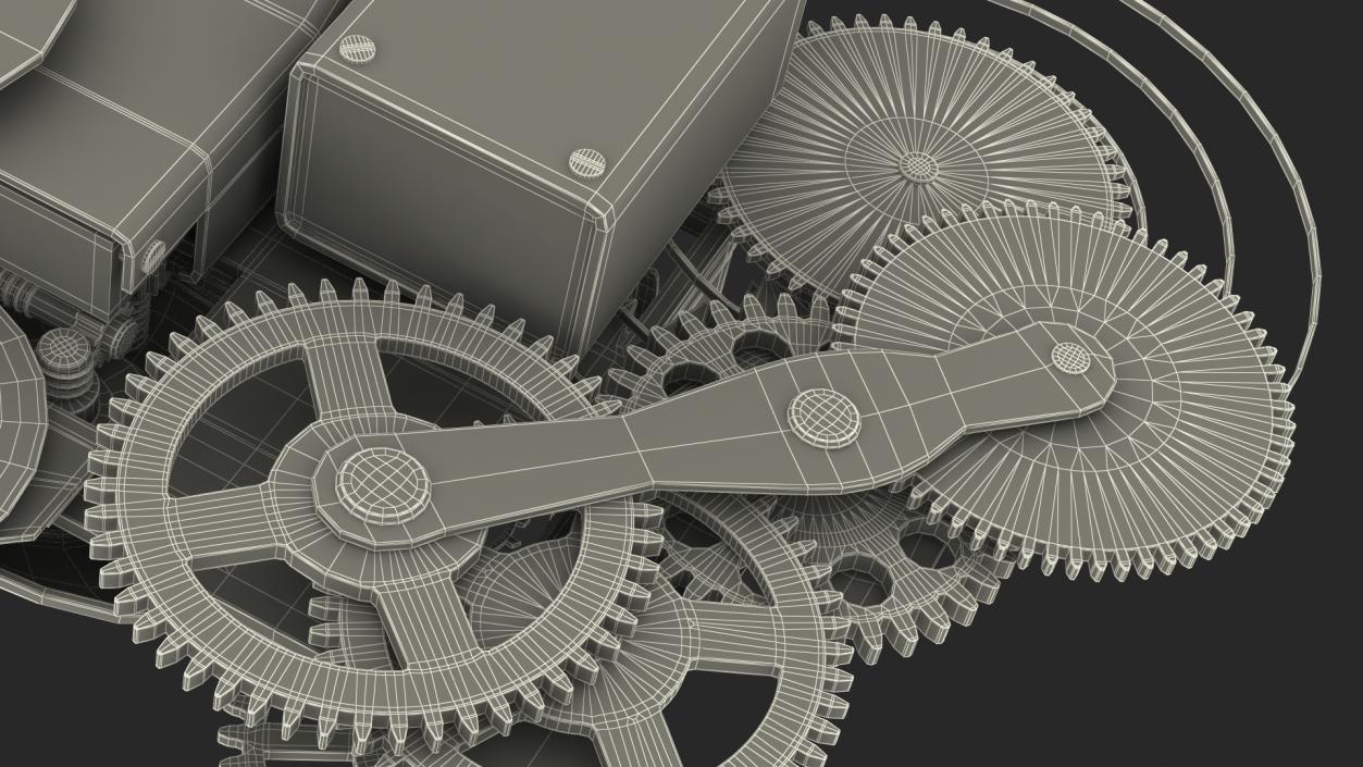 Clockwork Gear with Counter Mechanism Silver 3D model