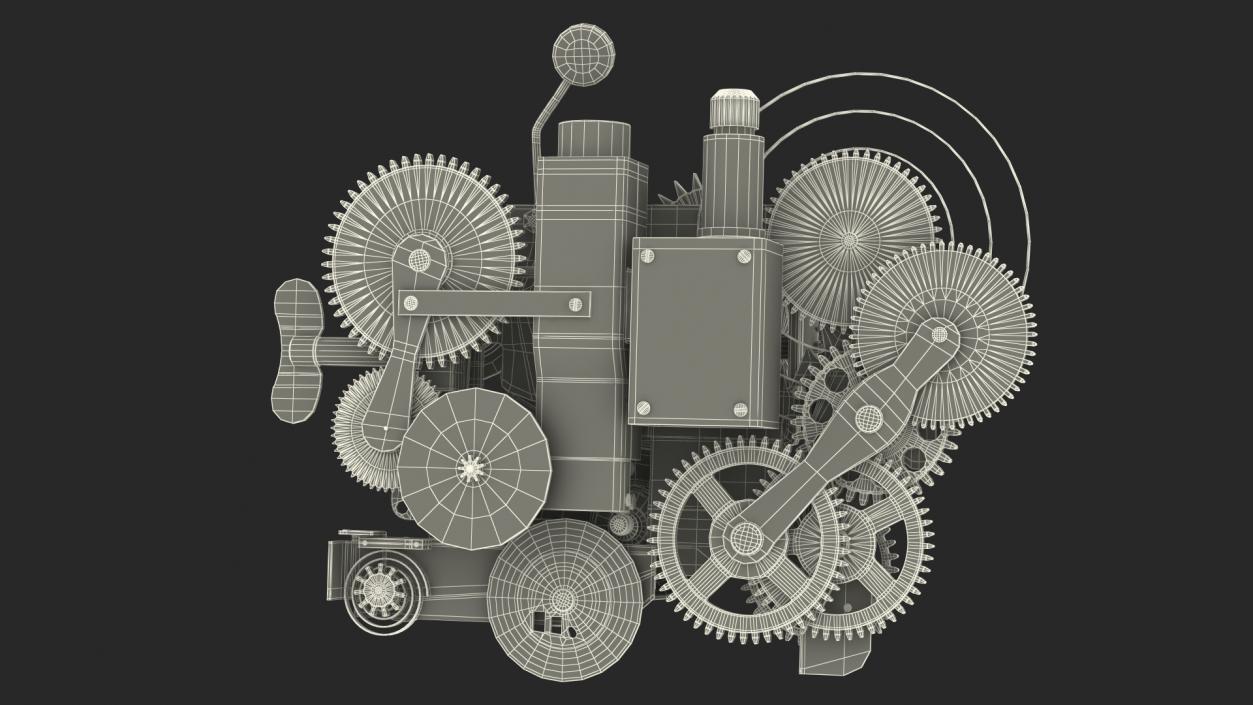 Clockwork Gear with Counter Mechanism Silver 3D model