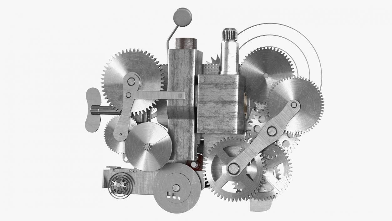 Clockwork Gear with Counter Mechanism Silver 3D model