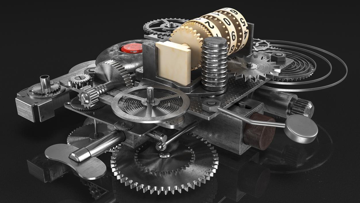 Clockwork Gear with Counter Mechanism Silver 3D model