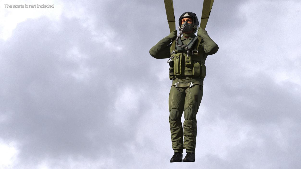 Parachute with US Military Pilot 2 3D model