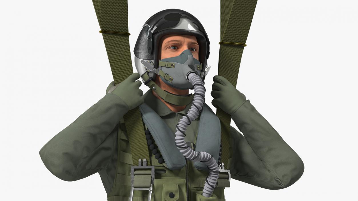 Parachute with US Military Pilot 2 3D model