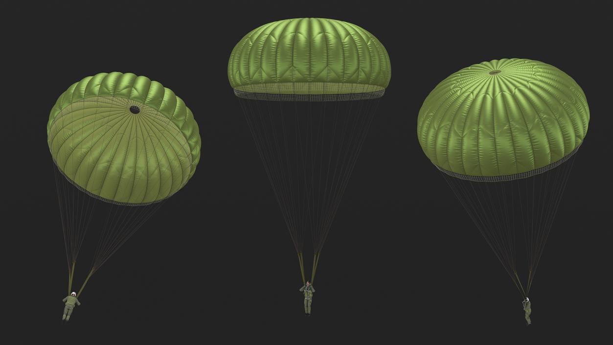 Parachute with US Military Pilot 2 3D model