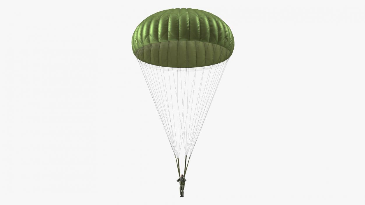 Parachute with US Military Pilot 2 3D model