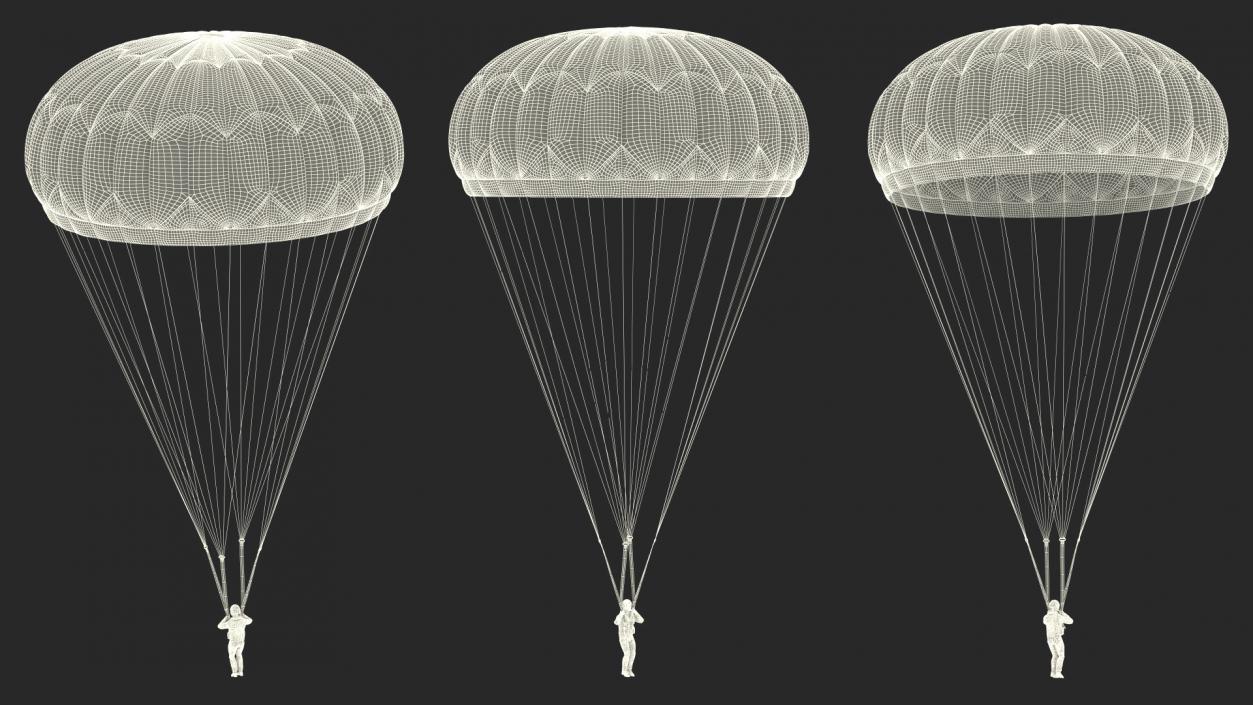 Parachute with US Military Pilot 2 3D model