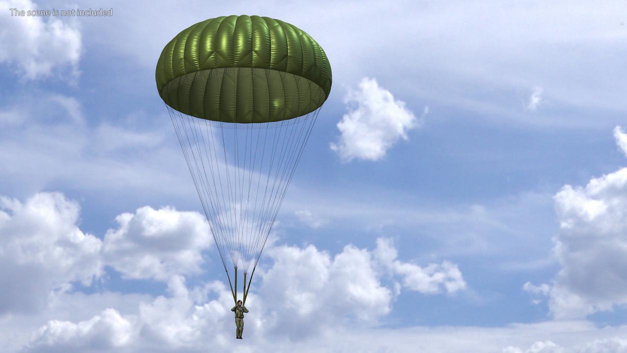 Parachute with US Military Pilot 2 3D model