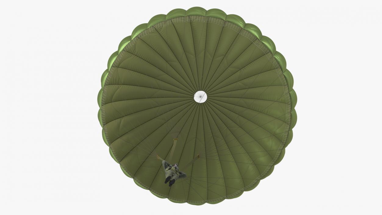 Parachute with US Military Pilot 2 3D model