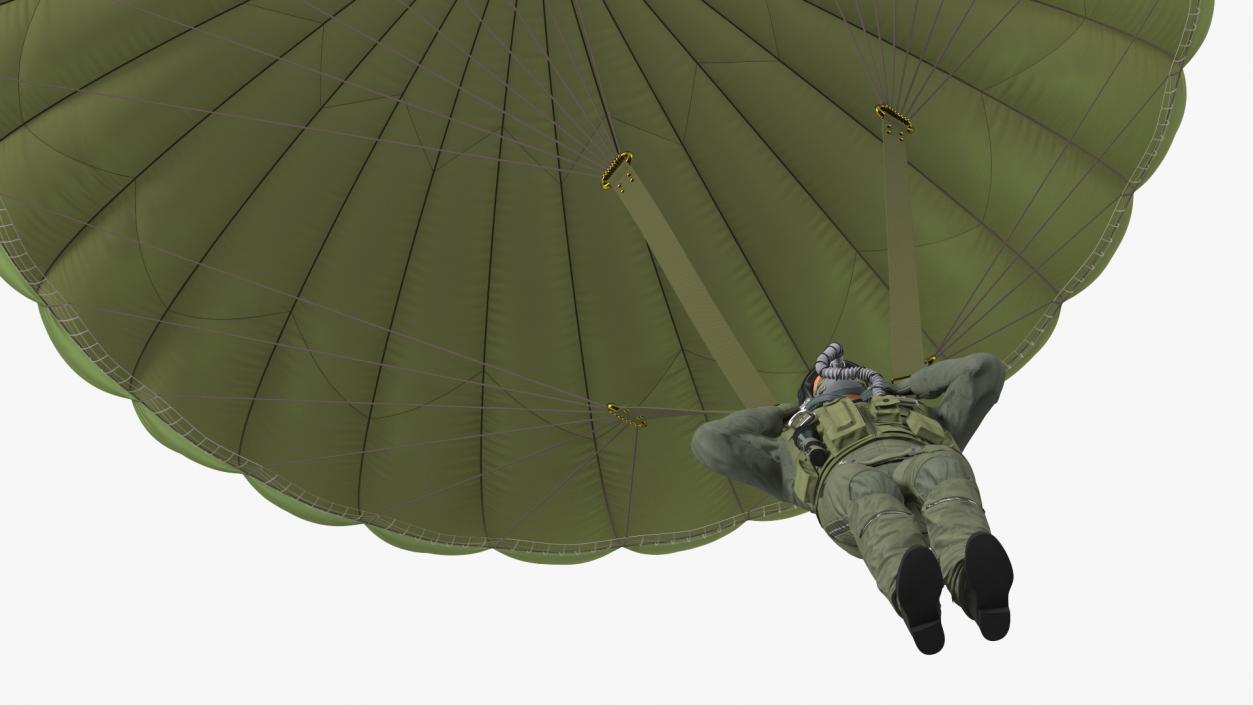 Parachute with US Military Pilot 2 3D model