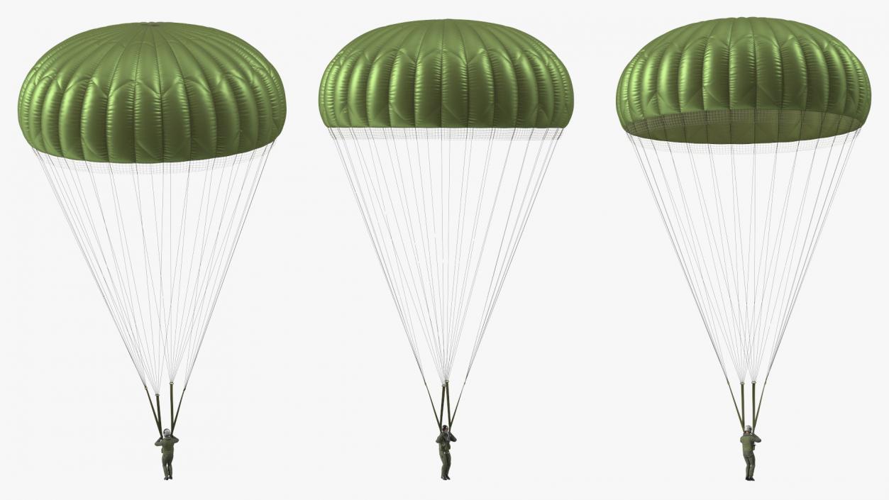 Parachute with US Military Pilot 2 3D model