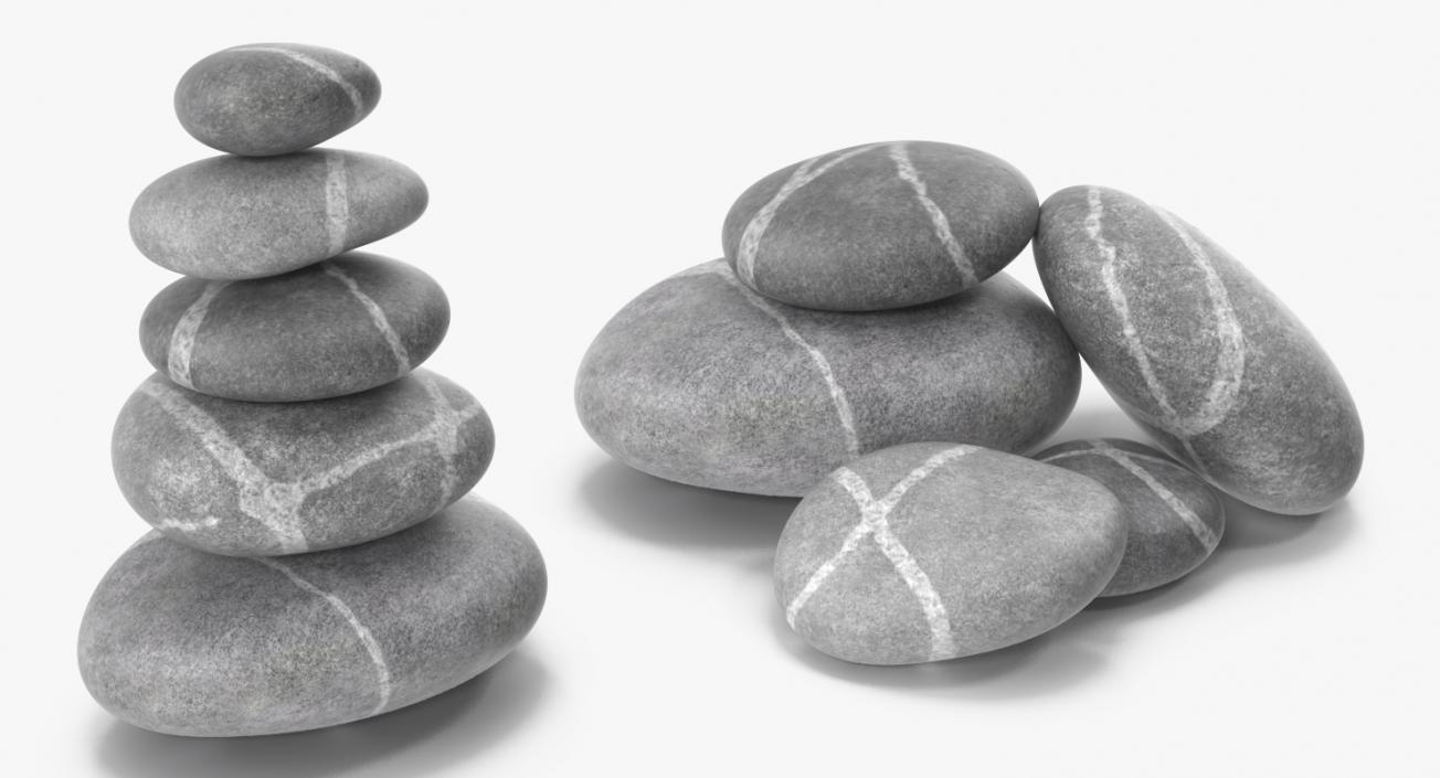 3D model Beach Stones with Quartz Veins