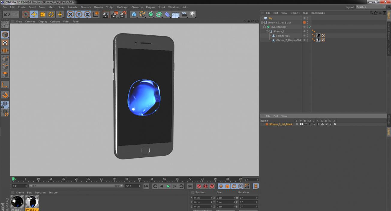 3D IPhone 7 Jet Black model