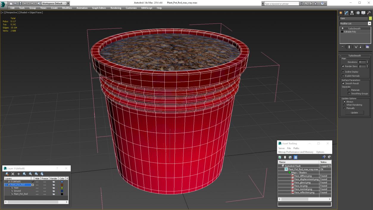 3D Plant Pot Red model