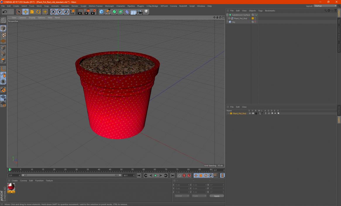 3D Plant Pot Red model