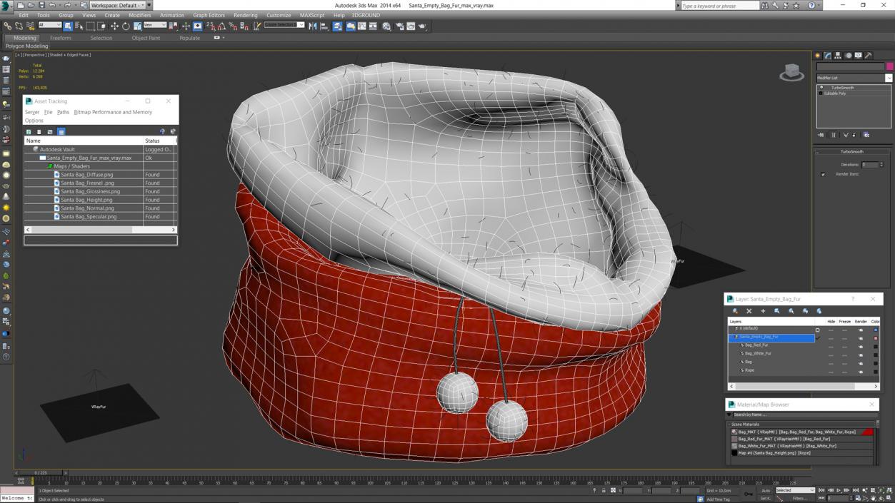 Santa Empty Bag Fur 3D model