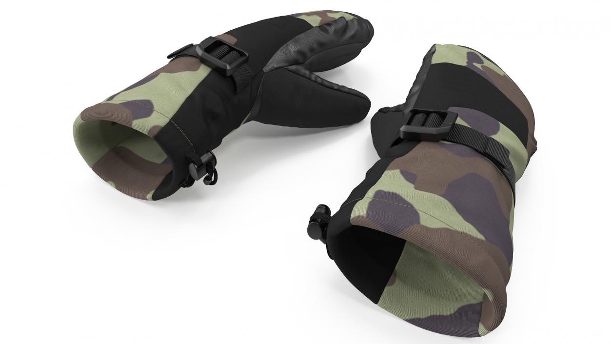 3D model Snow Skiing Mens Waterproof Mittens Camo