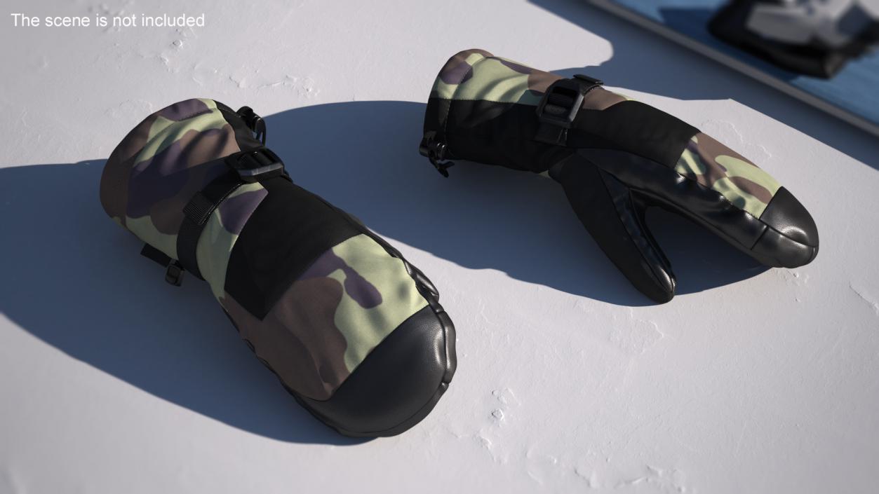 3D model Snow Skiing Mens Waterproof Mittens Camo