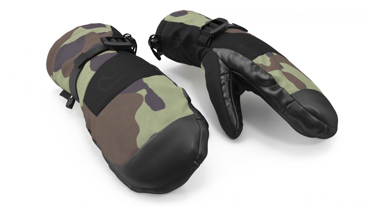 3D model Snow Skiing Mens Waterproof Mittens Camo