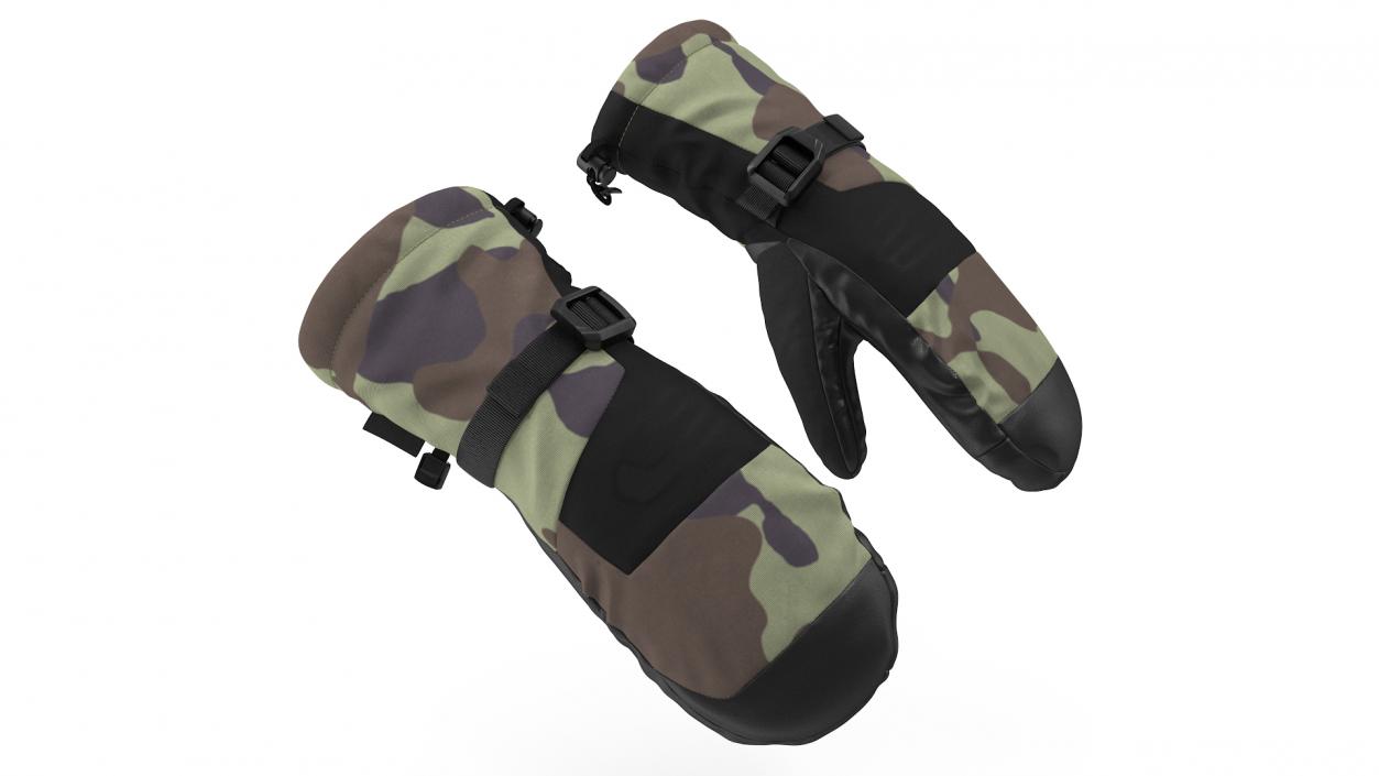 3D model Snow Skiing Mens Waterproof Mittens Camo