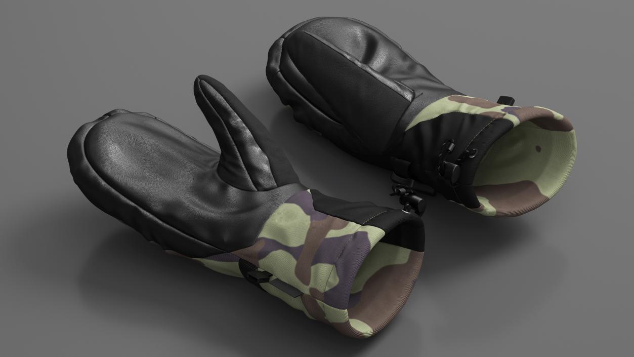 3D model Snow Skiing Mens Waterproof Mittens Camo