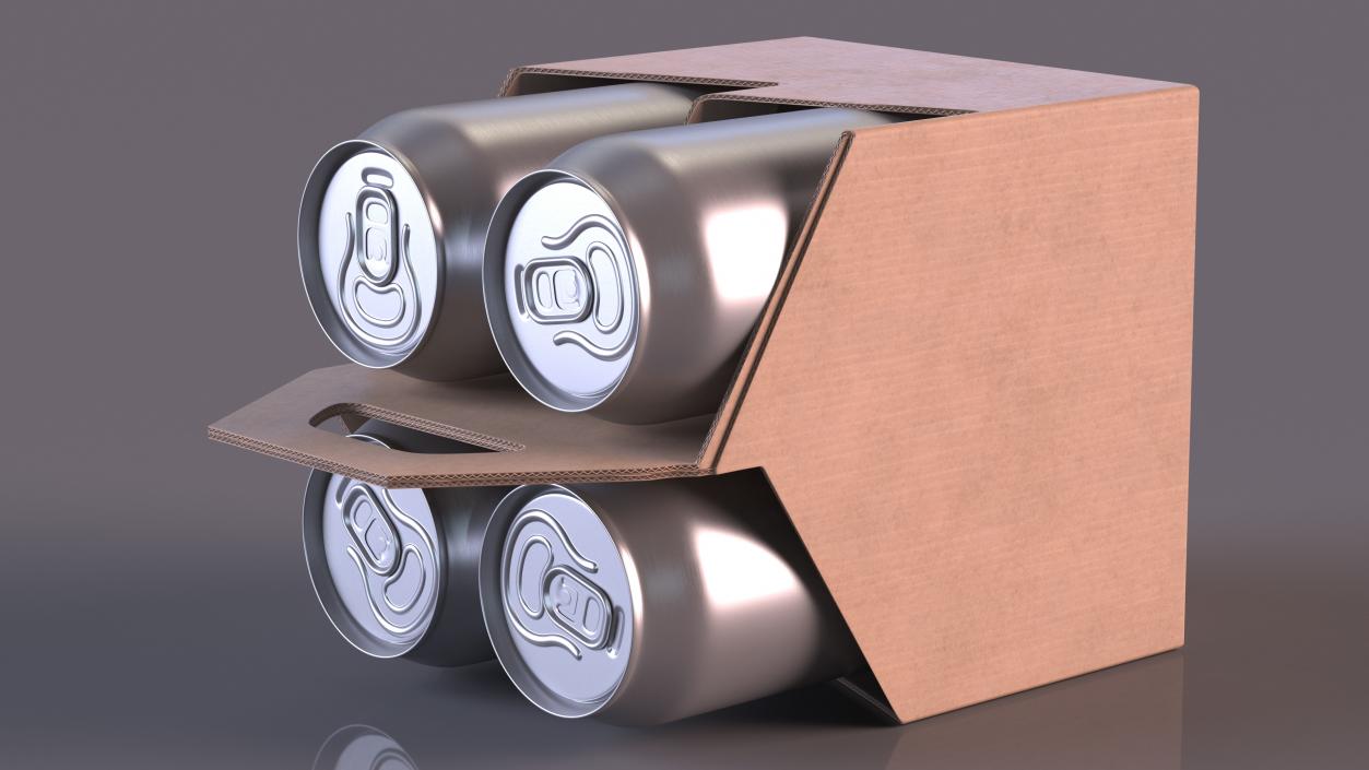 3D Four Pack Holder Carrier with Aluminum Cans model