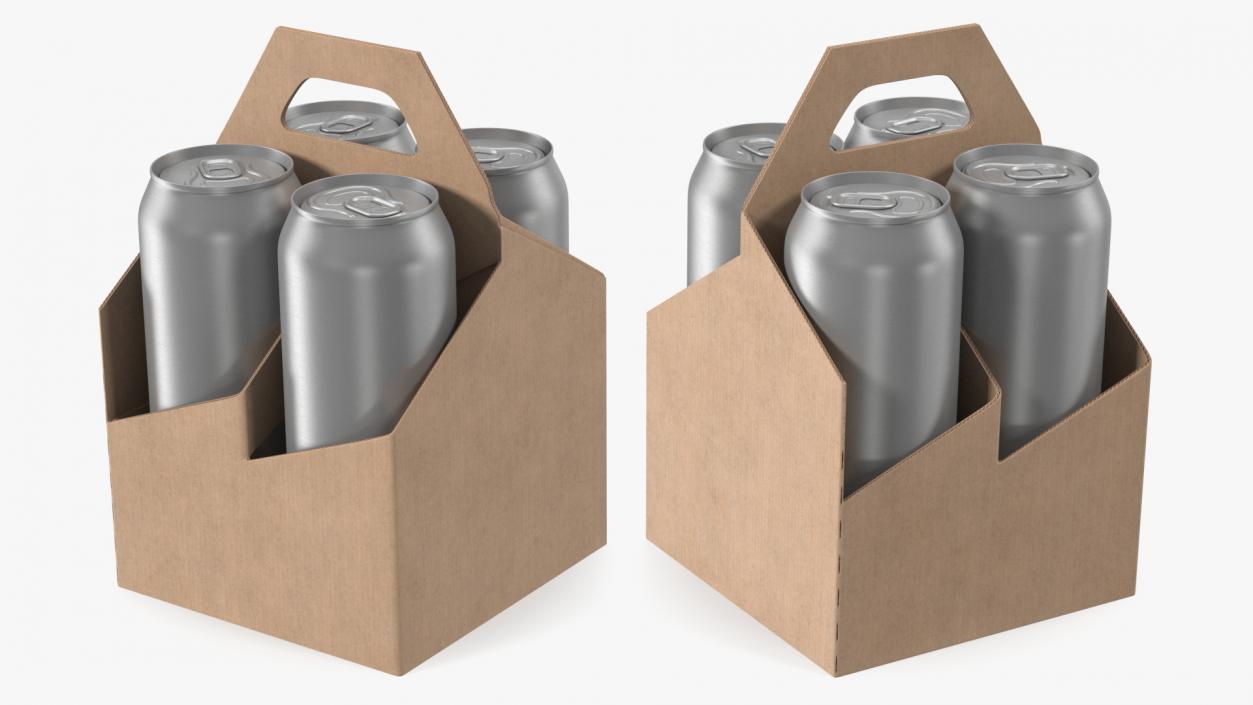 3D Four Pack Holder Carrier with Aluminum Cans model