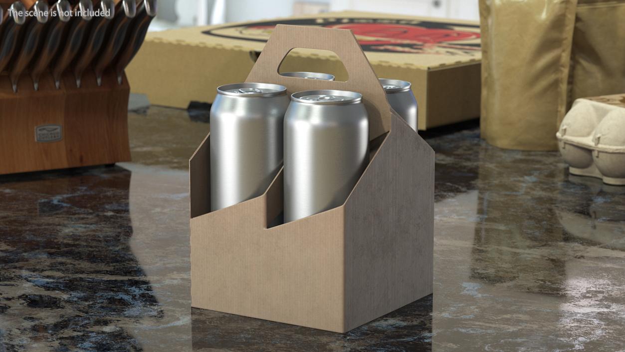 3D Four Pack Holder Carrier with Aluminum Cans model