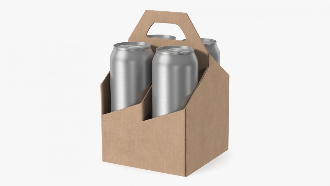 3D Four Pack Holder Carrier with Aluminum Cans model