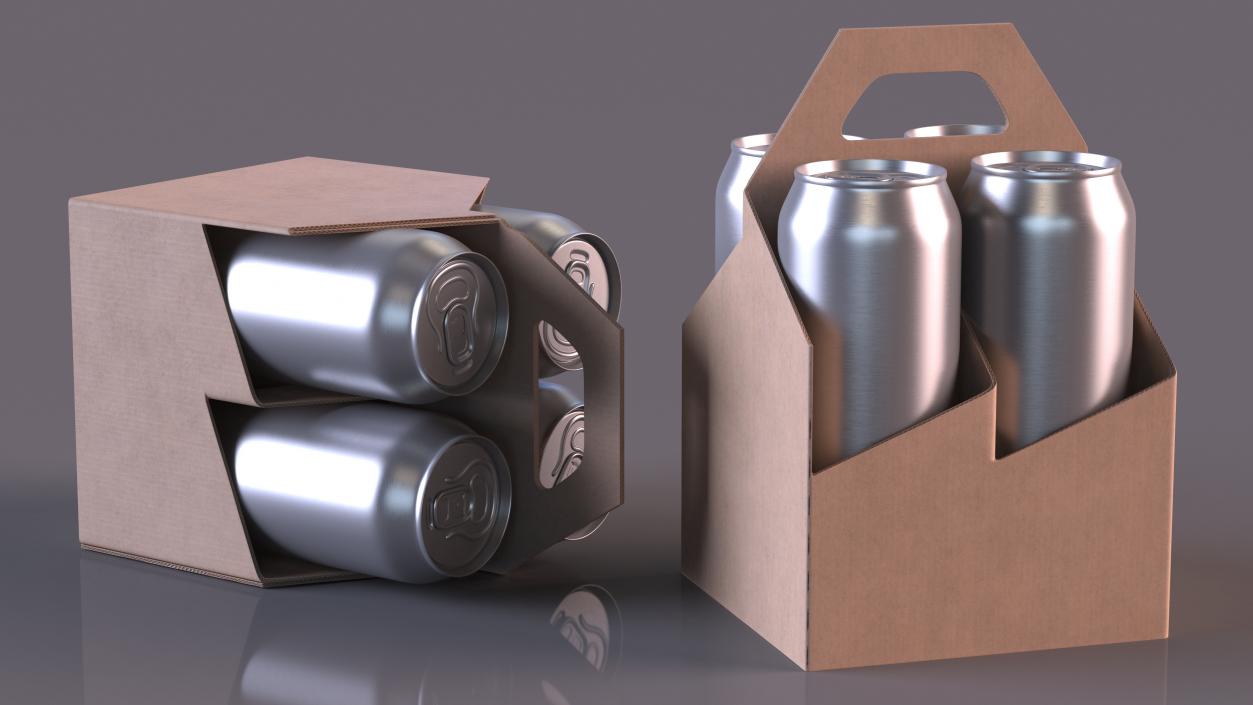 3D Four Pack Holder Carrier with Aluminum Cans model