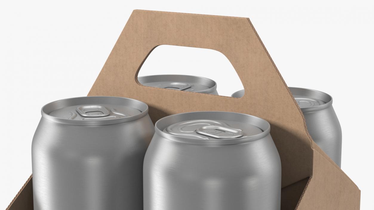 3D Four Pack Holder Carrier with Aluminum Cans model