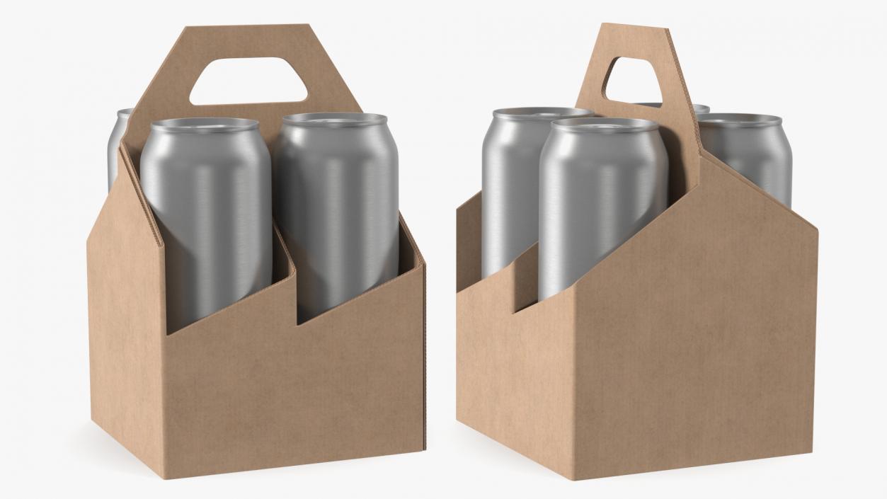 3D Four Pack Holder Carrier with Aluminum Cans model