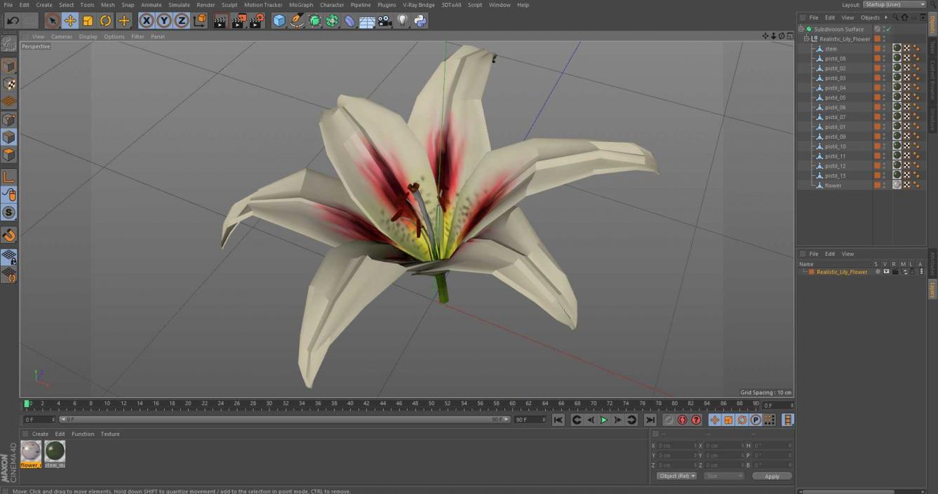 3D Realistic Lily Flower