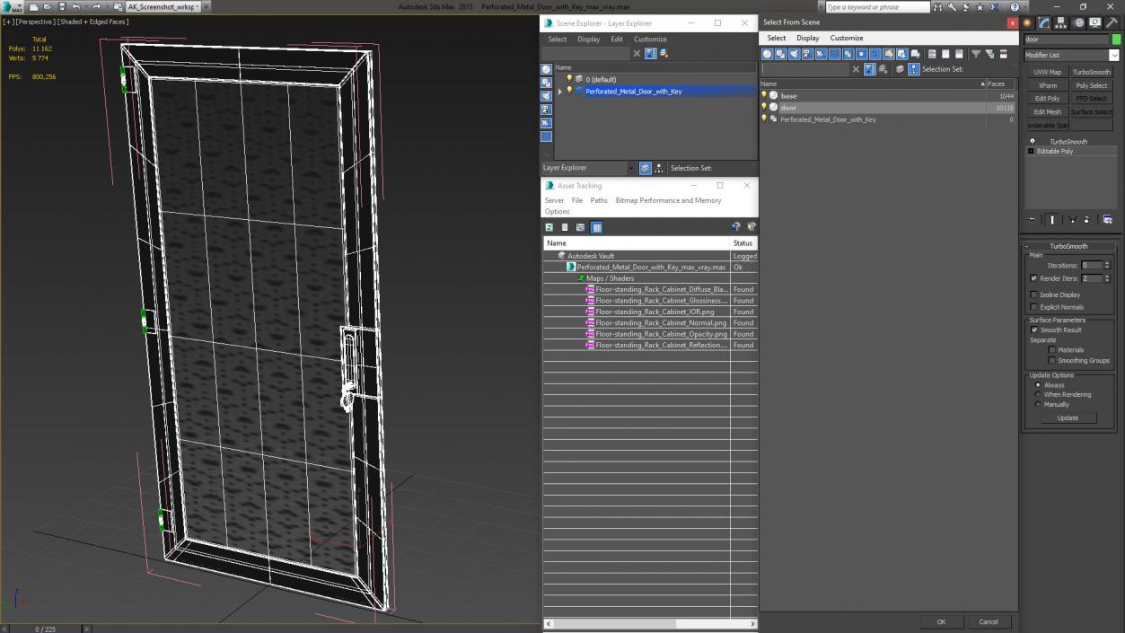 3D model Perforated Metal Door with Key