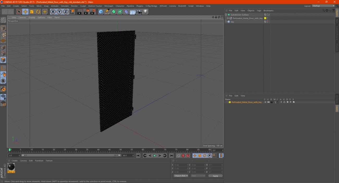 3D model Perforated Metal Door with Key
