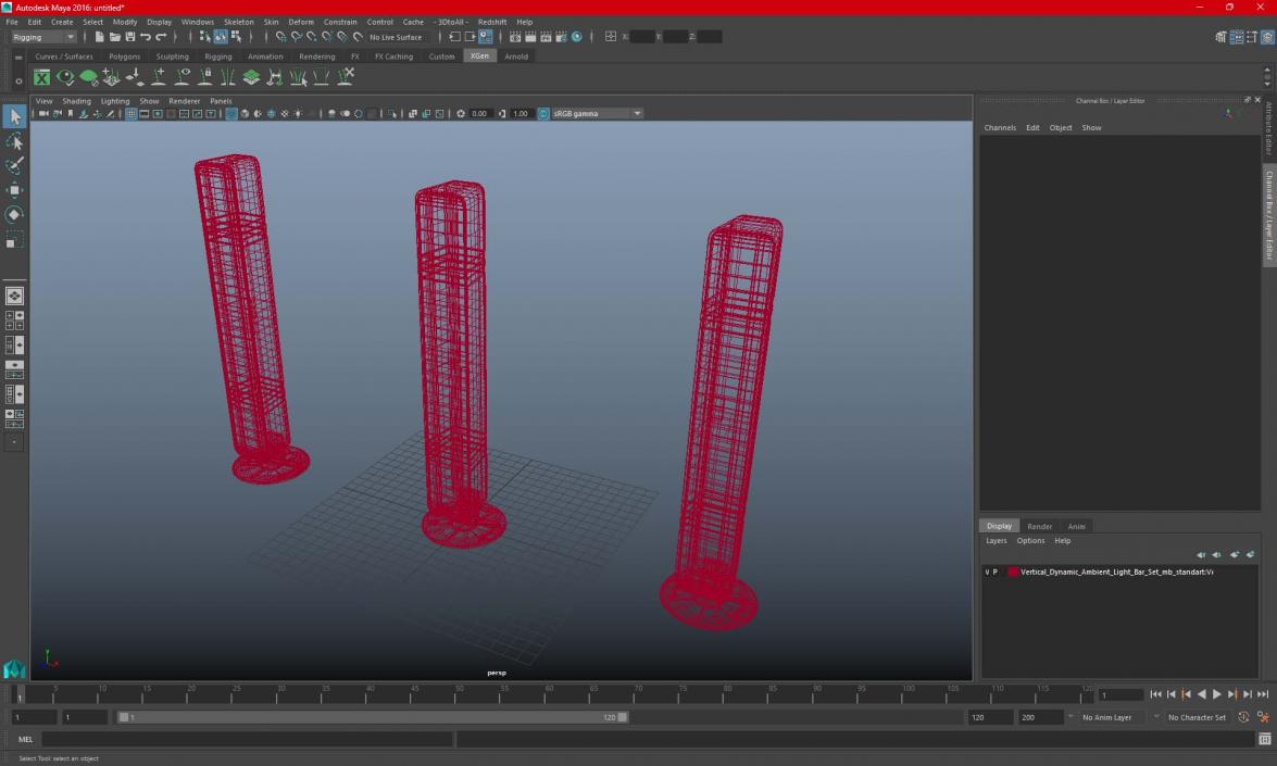 3D Vertical Dynamic Ambient Light Bar Set model