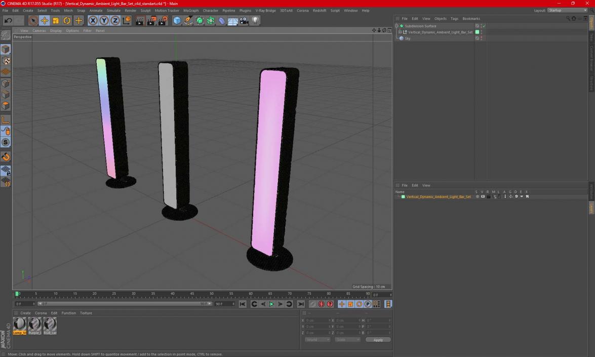 3D Vertical Dynamic Ambient Light Bar Set model