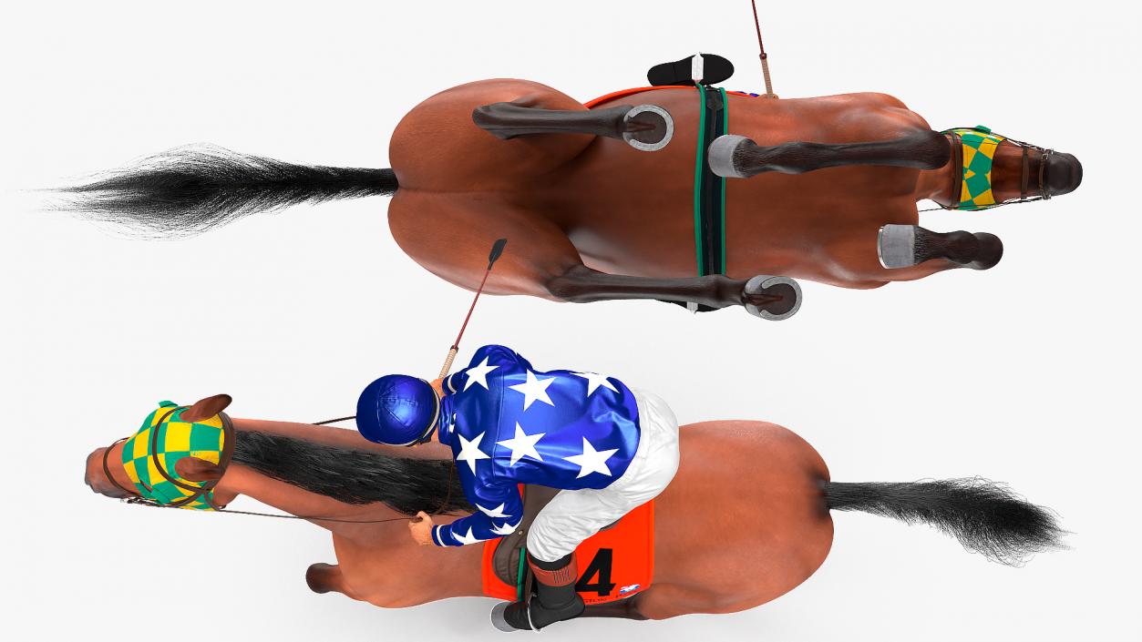 3D Gallop Bay Racing Horse with Jokey Fur model