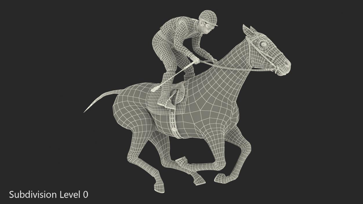 3D Gallop Bay Racing Horse with Jokey Fur model