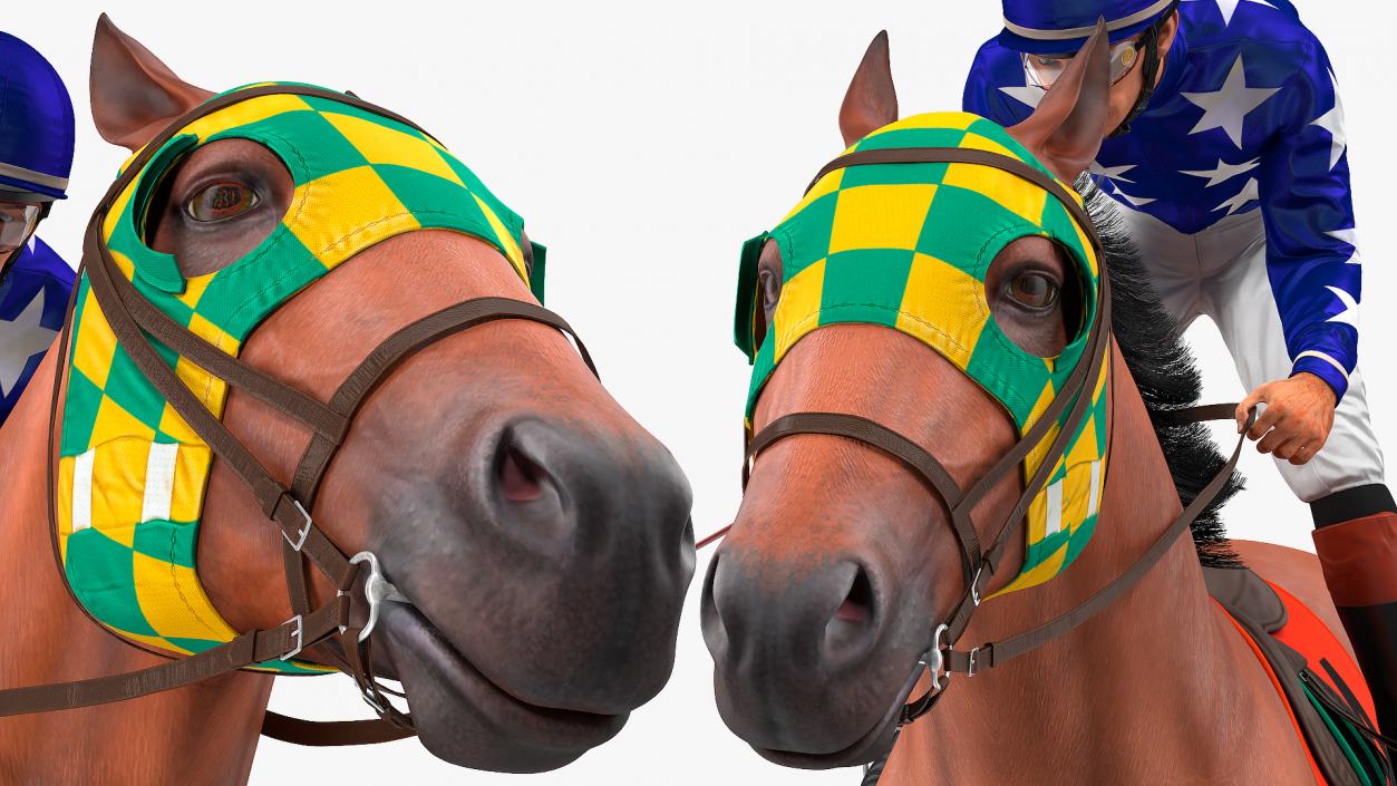 3D Gallop Bay Racing Horse with Jokey Fur model