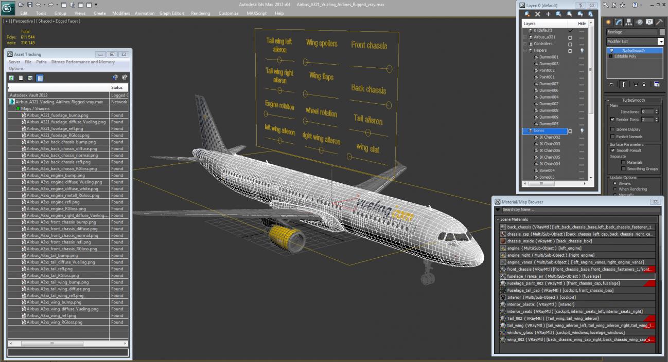 3D model Airbus A321 Vueling Airlines Rigged