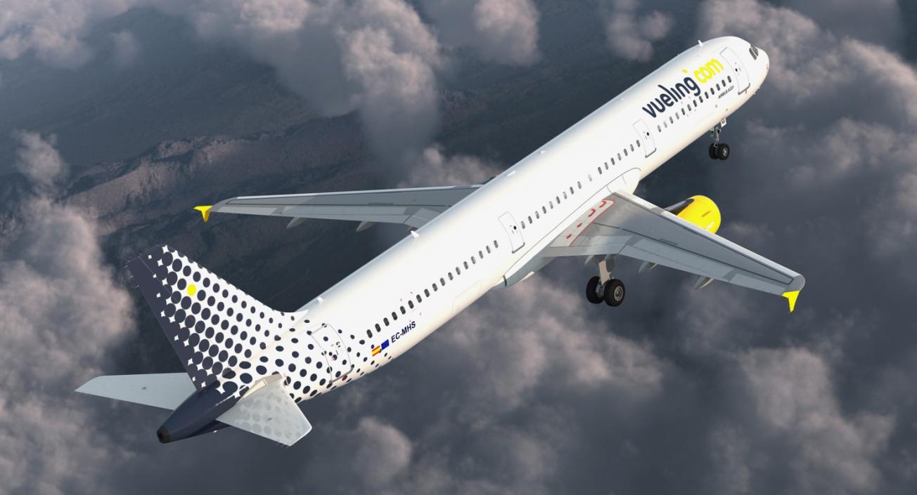 3D model Airbus A321 Vueling Airlines Rigged